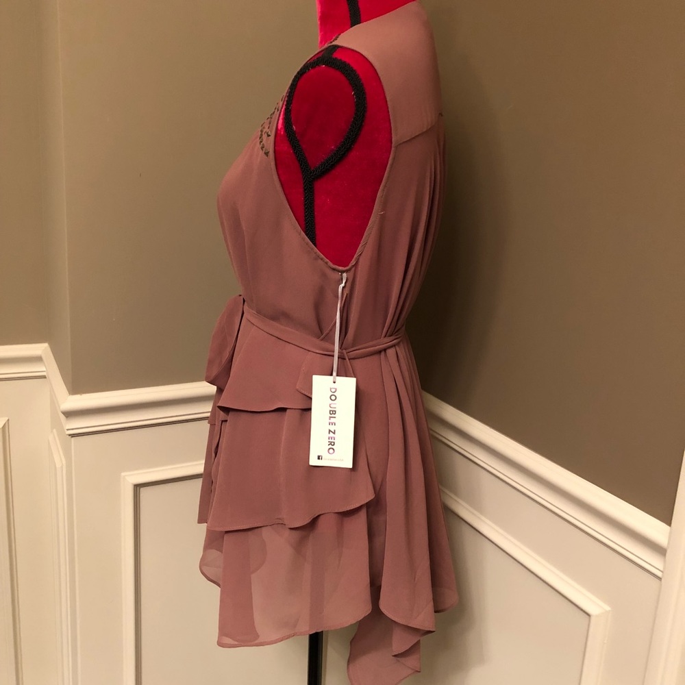 Sheer Cappuccino Colored Layered Vest - Picture 5 of 8